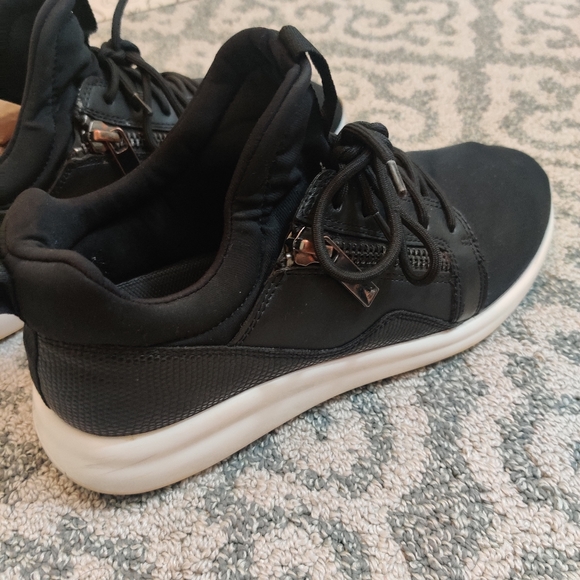 ALDO Men's Black Zip Up Detail Lace Up Active Slip On Casual Fashion Shoes 10 - Picture 6 of 12